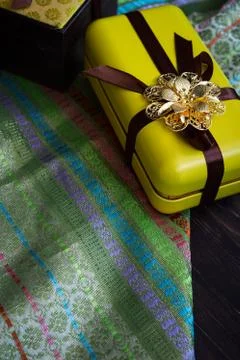 Hari Raya or Eid background with Malay Muslim traditional culture design. Stock Photos