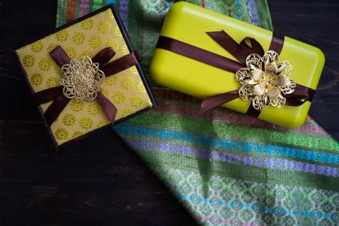 Hari Raya or Eid background with Malay Muslim traditional culture design. Stock Photos