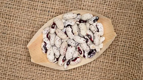 Haricot beans on burlap Stock Footage 303352359
