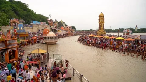 Haridwar Devotee Crowd Celebrates Divine Moments Stock Footage 315288391