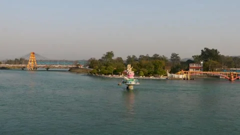 Haridwar through my Drone-Lens | Ganga |  Haridwar, Uttarakhand, India Stock Footage 274370571