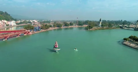 Haridwar through my Drone-Lens | Ganga |  Haridwar, Uttarakhand, India Stock Footage 274370909