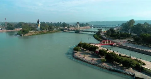 Haridwar through my Drone-Lens | Ganga |  Haridwar, Uttarakhand, India Stock Footage 274371037