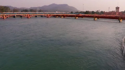 Haridwar through my Drone-Lens | Ganga |  Haridwar, Uttarakhand, India Stock Footage 274371093