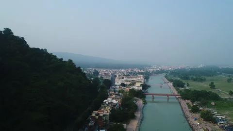 Haridwar through my Drone-Lens | Ganga |  Haridwar, Uttarakhand, India Stock Footage 274390355