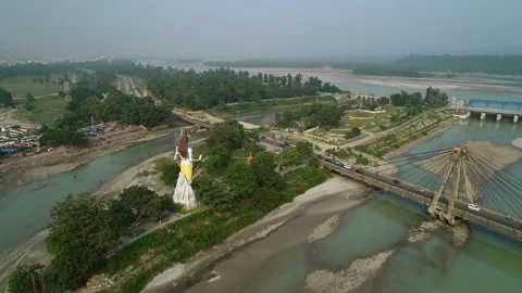 Haridwar through my Drone-Lens | Ganga |  Haridwar, Uttarakhand, India Stock Footage 274391317