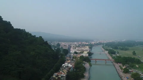 Haridwar through my Drone-Lens | Ganga |  Haridwar, Uttarakhand, India Stock Footage 274393381