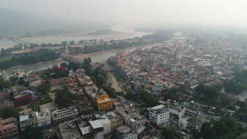 Haridwar through my Drone-Lens | Ganga |  Haridwar, Uttarakhand, India Stock Footage 274399707