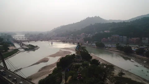 Haridwar through my Drone-Lens | Ganga |  Haridwar, Uttarakhand, India Stock Footage 274399712