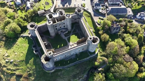 Harlech castle north wales Stock Footage 333258472