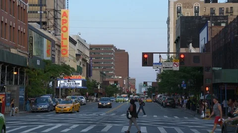 Harlem 125th Street - Iconic Apollo Theater New York Stock Footage
