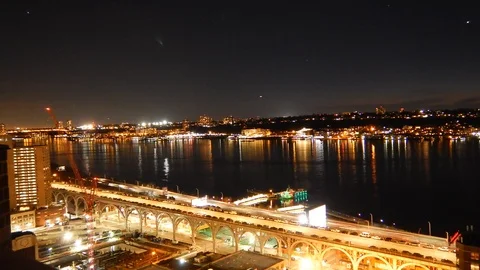 Harlem, Manhattan Time Lapse at Night Stock Footage 109307624