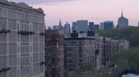 Harlem NYC Rooftop dusk Stock Footage 32378375