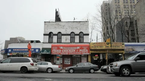 Harlem Store Fronts in New York City Stock Footage 2974979