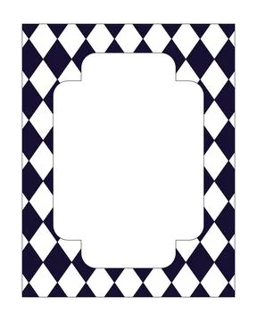 Harlequin diamond pattern black and white retro frame 스톡 일러스트