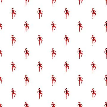 Harlequin jester character performing on seamless pattern Stock Illustration