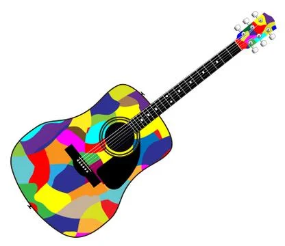 Harlequin Patchwork Acoustic Guitar 스톡 일러스트