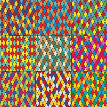 Harlequin s polychromatic mosaic patchwork, multi-colored seamless pattern... Stock Photos