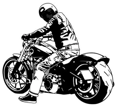 Harley Davidson and Rider Stock Illustration