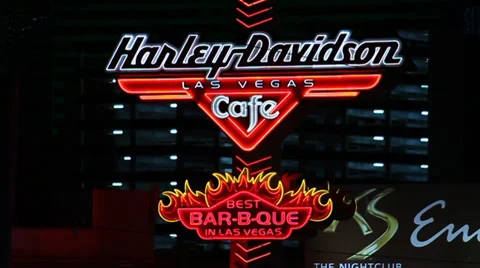 Harley Davidson Las Vegas Cafe Stock Footage 34285643