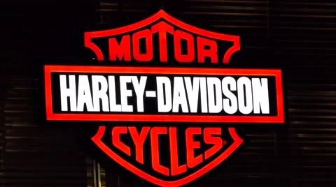 Harley Davidson logo sign, loop Video stock 62040987
