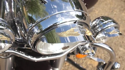 Harley Davidson Motorcycle Headlights Stock Footage 134206854