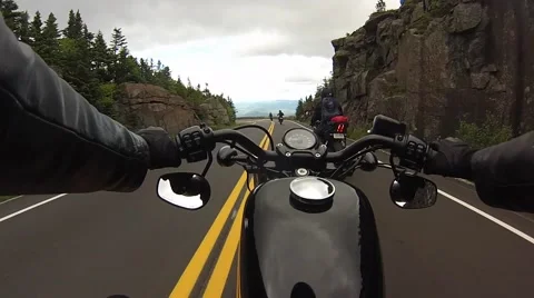 Harley davidson mountain pov fast Stock Footage 56565256