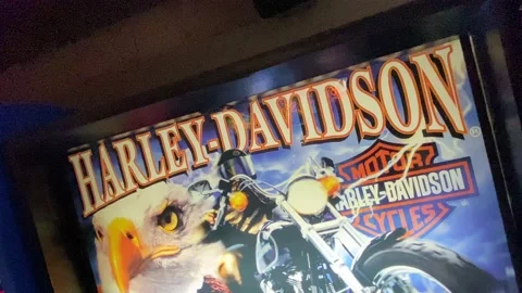 Harley-Davidson Pinball Machine - Back Glass Stock Footage 205573978