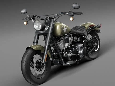 Harley Davidson Softail Slim S Army Design 2016 3D Model