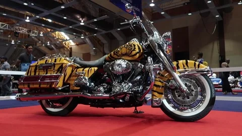 Harley Davidson Sultan Johore custom stripes edition Stock Footage 143134042