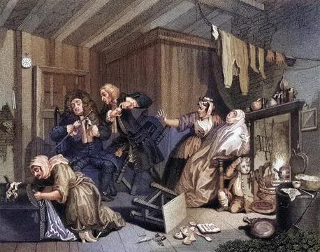 The Harlots Progress Expires while the doctors are disputing From the original Stock Illustration
