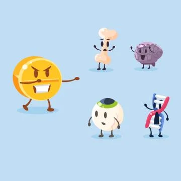 Harm of Drugs. Vector Illustration Set Stock Illustration