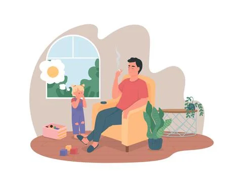 Harm from smoking 2D vector web banner, poster Stock-Illustration