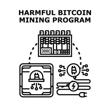 Harmful bitcoin mining program vector concept イラスト素材