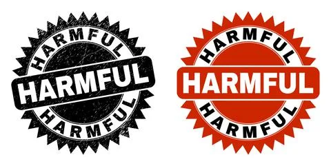 HARMFUL Black Rosette Seal with Rubber Texture Stock Illustration