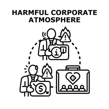 Harmful corporate atmosphere causing financial and employee issues Stock Illustration