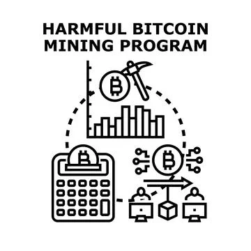 Harmful cryptocurrency mining program vector illustration Stock Illustration