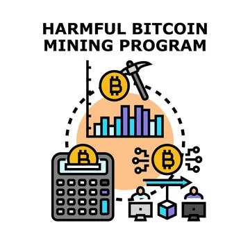 Harmful cryptocurrency mining program vector illustration Stock Illustration