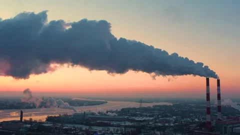 Harmful emissions into the atmosphere causing global warming. Stock Footage 194382253