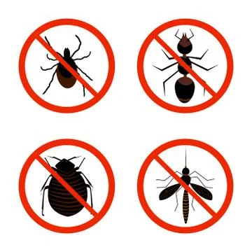 Harmful insects set icon isolated on white background. Stock Illustration