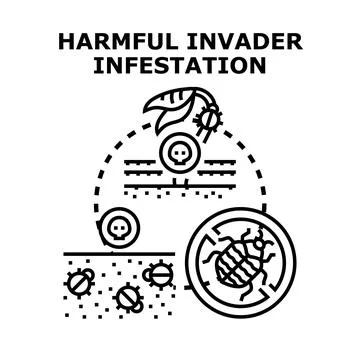 Harmful invader infestation causing plant disease problem Stock Illustration