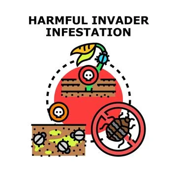 Harmful invader infestation causing plant disease problem Stock Illustration