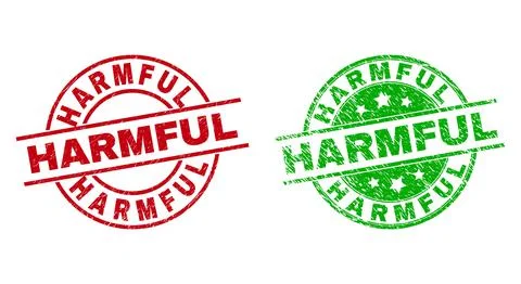 HARMFUL Round Badges Using Unclean Texture Stock Illustration