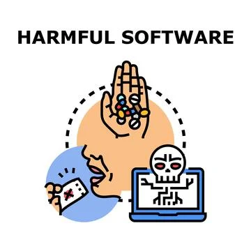 Harmful software and digital addiction concept 库存插图