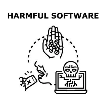 Harmful software and digital addiction concept イラスト素材