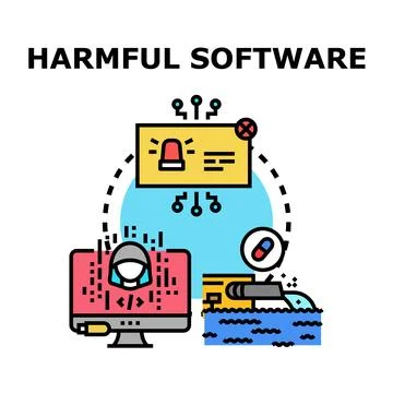 Harmful software causing cyber threats and data leak Stock-Illustration