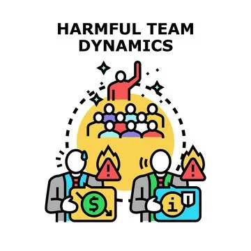 Harmful team dynamics creating business challenges and problems Stock Illustration