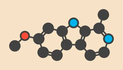 Harmine alkaloid molecule Stock Illustration