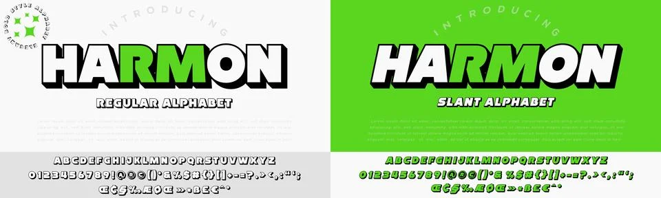Harmon Bold 3D Block Vector Font Slant Alphabet Stock Illustration