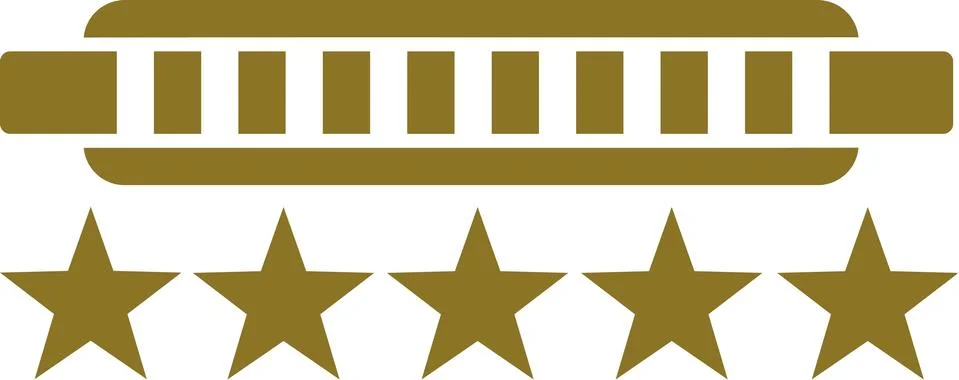 Harmonica with 5 stars Stock Illustration